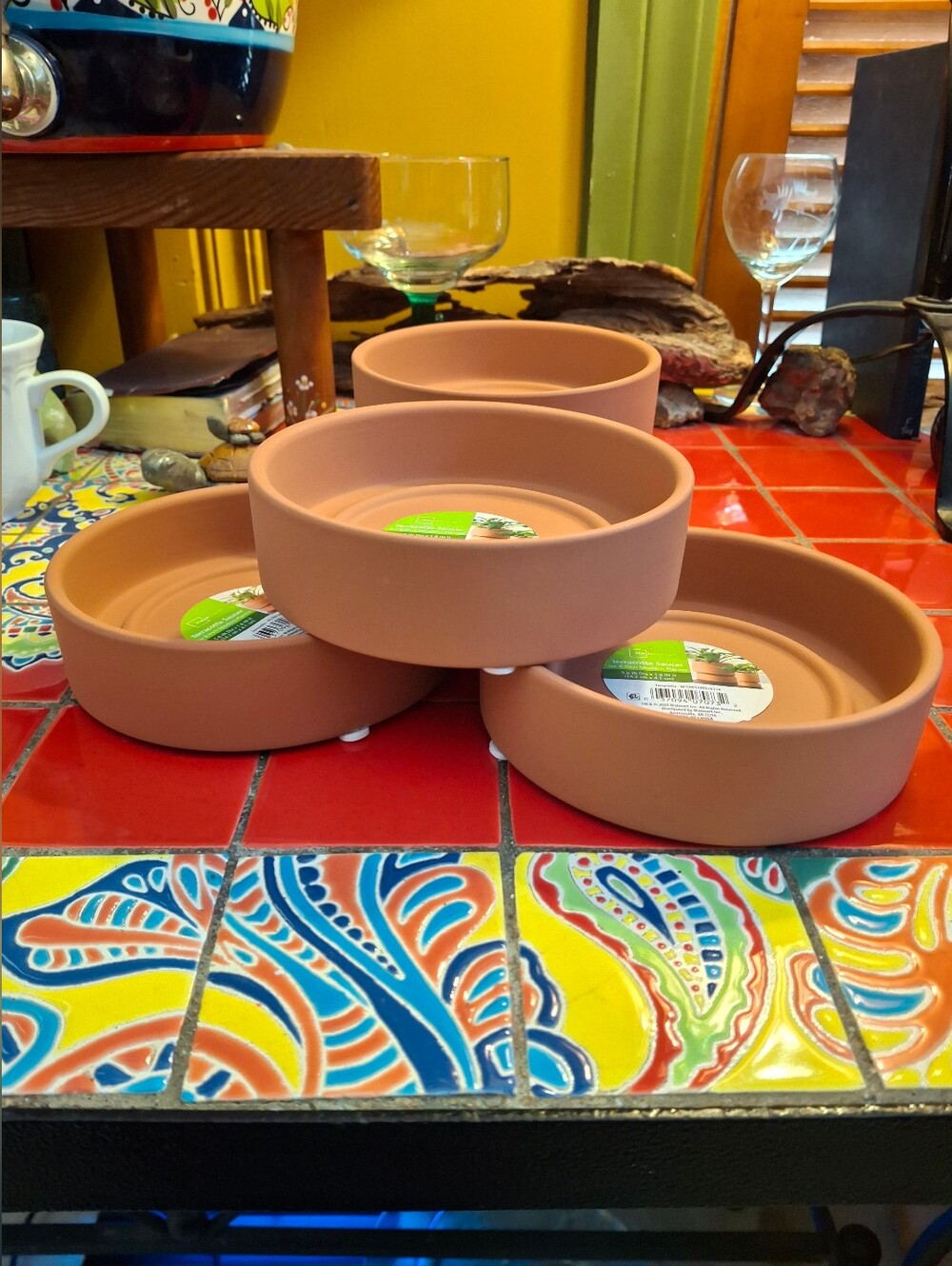 Terracotta Plant Saucers Deep Sides 5 NEW For 6" Planters 5.6in Dia X 1.6" H - Picture 3 of 7